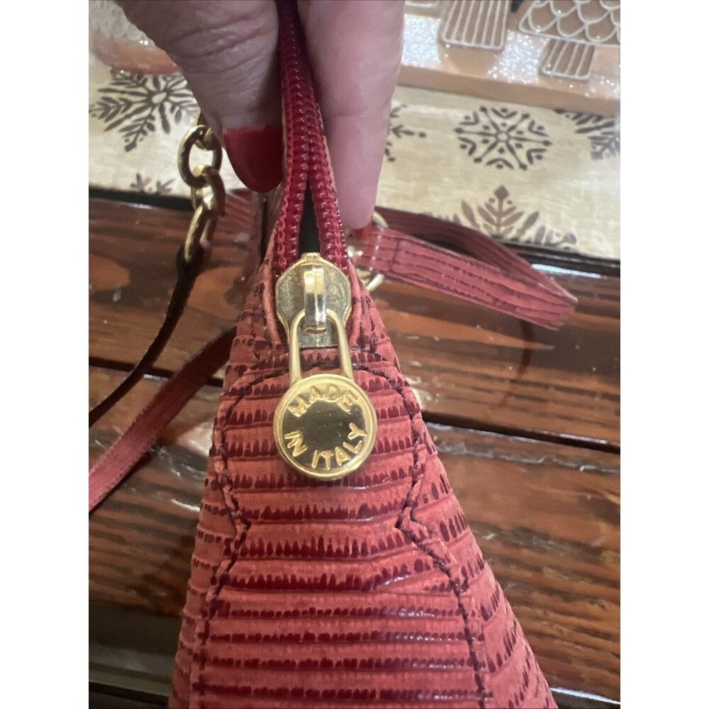 CRISTIAN MADE IN ITALY Genuine Leather Burgundy Red Dome Shaped Shoulder Bag - Picture 15 of 15